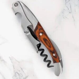 Wood and stainless steel cork screw