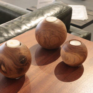 Teak Ball Candle Holder